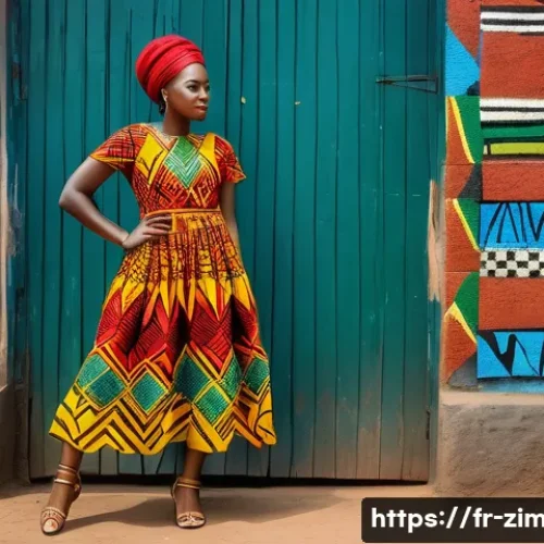 짐바브웨에서 유명한 패션 브랜드 - A stylish young African woman walking confidently through an urban setting in Harare, Zimbabwe, wear...