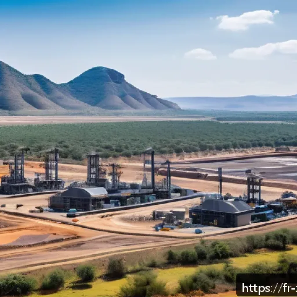 짐바브웨 광물 자원 및 경제 구조 - A panoramic view of a modern Zimbabwean mining site located along the Great Dyke, showcasing large-s...