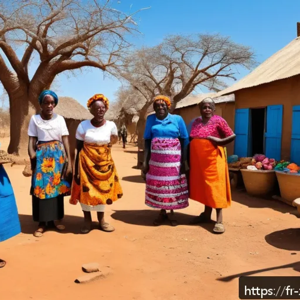 짐바브웨의 여성 인권 문제 - A vibrant community scene in rural Zimbabwe showing women of various ages engaging in a micro-enterp...