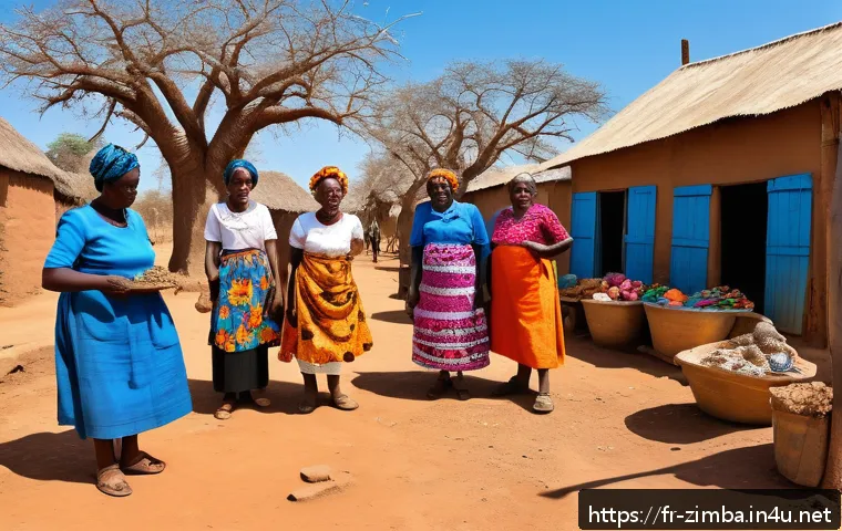 짐바브웨의 여성 인권 문제 - A vibrant community scene in rural Zimbabwe showing women of various ages engaging in a micro-enterp...